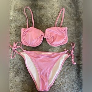 Target pink shimmer bikini, twist top, worn once